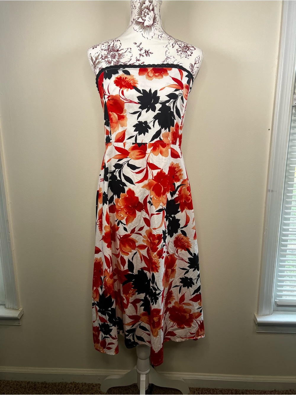 Real Comfort Chadwick’s Strapless Floral Midi Dress Size 10